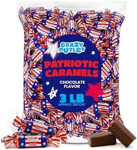 Election Day Candy - Chocolate Flavored Patriotic Caramels - USA Flag Colors Taffies - Bulk Pack 3 Pounds (220 Count) - Independence Day Chews