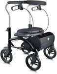 Mediwise lite series Xpresso lightweight Rollator Walkers For seniors with seat, 8” wheels, easy walk for elders (Tall), Black, 1.0 count
