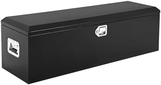 Garvee Black Steel Truck Bed Tool Box, Diamond Plate Tool Box with Side Handle and Lock Keys, Storage Toolbox Chest Box Organizer for Pickup, Truck Bed, RV, Trailer