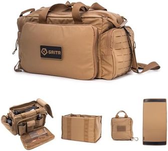 GRITR Tactical Range Bag for Handguns and Ammo - Military Style Duffle Bag for Shooting, Hunting, Travel, Everyday Carry - Tactical Gun Case for Pistol and Gear Storage, Flat Dark Earth