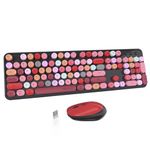 UBOTIE Colorful Computer Wireless Keyboard Mouse Combos, Typewriter Flexible Keys Office Full-Sized Keyboard, 2.4GHz Dropout-Free Connection and Optical Mouse (Black-Colorful)