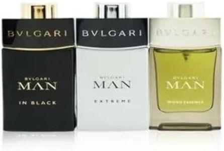 Bvlgari Man Collection Set for Men - 3 Pc Gift Set 0.5oz Man in Black EDP Spray, 0.5oz Wood Essence EDP Spray, 0.5oz Glacial Essence EDP Spray