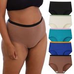 INNERSY Women's Plus Size XL-5XL Cotton Underwear High Waisted Stretchy Briefs 5-Pack(Sandy Beach,3X-Large)