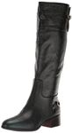 Franco Sarto Women's Jazrin Tall Riding Boots Knee High, Black Wide Calf Leather, 7