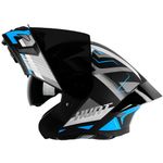 Steelbird SBA-20 Hunt ISI Certified Flip-Up Graphic Helmet for Men and Women with Inner Smoke Sun Shield (Medium 580 MM, Matt Black Jazz Blue with Black Spoiler and Smoke Visor)