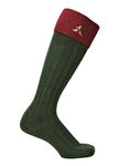 Harrington Marley Pheasant Shooting Socks, Long Green Full Length Contrast Stockings, Shooting Gift Idea, Game Hunting Country Comfortable Socks UK 8-12 Size