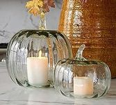 Rudra Enterprises || Home Decoration Clear Glass Pumpkin Shape Cloches/Candle Holder for New Year, Diwali 8 Inches (Medium, 999)