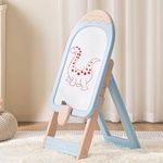 R for Rabbit Little Genius Candy Easel Board for Kids Drawing Activity Board, Multifunctional Foldable Height Adjustable Magnetic Drawing Board for 2-10 Years Kids (Blue)