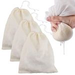 SONU Commercial Muslin Cheese Cloth Bag for Kitchen, Unbleached Reusable Cotton Bags for Straining Juice as Strainer, Masala Potli, Spice Bag, Paneer, Curd, Cheese, Sprouting Beans-10x12inches 3 Pcs