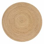 THE BEER VALLEY Jute Braided Boho Area Rug, 4' Round - Natural, Hand Woven Farmhouse Reversible Rugs for Living Room, Kitchen, Bedroom - 4 Feet Round