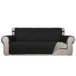 PureFit Reversible Quilted Sofa Cover, Water Resistant Slipcover Furniture Protector, Washable Couch Cover with Non Slip Foam and Elastic Straps for Kids, Dogs, Pets (Sofa, Black/Beige)