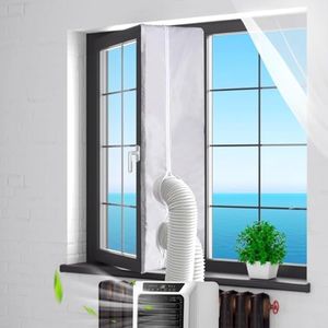 Hydomi 400CM (158 Inch) Upgrade Air Conditioner Window Kit for UK Window - Air con Window Seal Kit/Waterproof/Hot Air Stop/No Drilling with Zip and Adhesive Fastener for Portable AC&Tumble Dryer