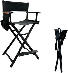30" Extra Tall Folding Directors Chair, Lightweight Aluminum Makeup Chair for Makeup Artist and Client, 7.9 LBS Director Chair for Photography Studio with Side Bags, Footrest, 300 lbs Capacity, Black