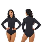 MWTA Wetsuit Women Shorty 2.0mm Neoprene Front Zipper for UV Protection Surfing Diving Snorkeling Kayaking BLK Size 8