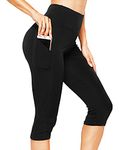 CFR Capri Leggings for Women High Waisted Tummy Control 3/4 Gym Leggings Sports Workout Running Yoga Pants Black S