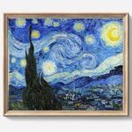 Vintage Wall art, Classical Paintings Poster Prints, Room Decor for Home Office Bedroom Living Room, Bathroom Wall Decor (Starry Night, Unframed 8 x 10 Inch)