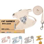 House Of Pets Cat Harness and Leash Set - Escape Proof and Adjustable - Lightweight and Soft Walking Harness for Cats - Perfect for Small Cats with Weight from 1.5 KG to 3 KG (Small, Beige)