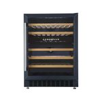 Cookology CWC605BK 60cm Freestanding Wine Cooler Fridge, Built Under Counter with Digital Dual Temperature Zones, LED Light, Anti UV Glass, 46 Bottle, 129 Litre Capacity - in Black
