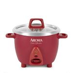 Aroma Housewares Select Stainless Rice Cooker & Warmer with Uncoated Inner Pot, 6-Cup(cooked)/ 1.2Qt, ARC-753SGR, Red