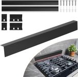 30" Slide-in Range Rear Filler Kit,Stove Gap Filler Strip, Stainless Steel Backsplash for Stove, Stove Trim Kit with Most Brands Between Stove and Backsplash(Black) With 2 PCS Stove Gap Covers