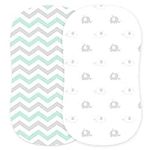 Cuddly Cubs Bassinet Sheets Set – 2 Pack – Snuggly Soft Jersey Cotton Cradle Sheets – Fitted Perfectly for Halo Bassinet, Fisher Price, Delta, Graco and Other Oval Basinette – Elephant & Chevron