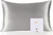 ZIMASILK 100% Pure Mulberry Silk Pillowcase for Hair and Skin Health,Soft and Smooth,Both Sides Premium Grade 6A Silk,600 Thread Count,with Hidden Zipper,1pc (King 20''x36'', Gray)