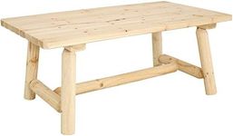 Sunnydaze Rustic Unfinished Wooden Coffee Table - Fir Wood Furniture for Home or Cabin - Log Lodge Style Rectangle Table for Sunroom, Living Room, Covered Porch - 41-Inch