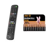 One For All Sony TV Replacement remote – Works with ALL Sony TVs – Learning feature -URC4912 & Duracell Plus AA Alkaline Batteries [Pack of 12], 1,5V LR6 MN1500