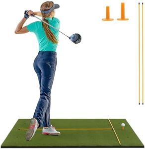 Goplus Golf Mat, 5x3ft/5x4ft Golf Hitting Mat 20/25/27/32mm Thick w/2 Alignment Sticks & 2 Golf Tees, Portable Artificial Turf Grass Golf Training Mat Practice for Indoor Outdoor(5 FT x 3 FT, 20mm)