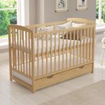 Love For Sleep JACOB Wooden Baby Cot Bed 120x60cm Free Deluxe Aloe Vera Mattress, Safety Wooden Barrier & Teething Rails (Pine)