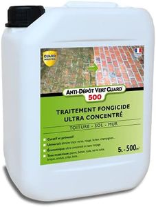 GUARD INDUSTRIE - Anti Dépôt Vert Guard 500 - Fongicide Invisible, Ultra Concentré, Anti Champignon, Lichen, Algue - Tous Matériaux - Fabrication Française - Bidon - 5 L - Traite 500 m2