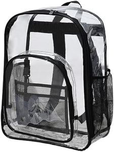 Lizbin Clear Backpack, Clear Backpack Stadium Approved, Heavy Duty PVC Transparent Backpack, Small Clear Backpack with Reinforced Strap, Clear Stadium Bag for Concert Sport Event Work Festival (Black)