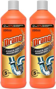 Drano Power Gel Rohrfrei Abflussreiniger, Rohrreiniger, für Küche & Bad, entfernt Verstopfungen, 2er Pack (1 x 1000 ml)