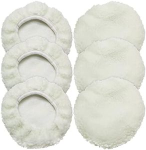 Bonsicoky 6 PCS Car Polishing Bonnet Buffing Pad Lamb Fleece Buffing Pad Cover for 9" - 10" Car Polisher, White