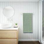 Spaces 100% Cotton Bath Towel High Loft Ribbed Texture High Absorbency 575 GSM Light Green Cotton Towels for Bath