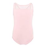 Soudittur Ballet Leotards for Girls Sleeveless Cotton Tank Tops Mesh for Dance Costumes Gymnastics Dancewear Pink for Age 5-6