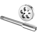 Burkit 1/2"-12 UNS Tap and Die Set Left Hand, 1/2 x 12 UNS Machine Thread Tap and Round Die