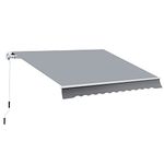 Outsunny 10' x 8' Manual Retractable Awning, Sun Shade Shelter Canopy, with Aluminum Frame and UV Protection for Patio Deck Yard Window Door, Grey