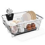 Plantex Stainless Steel Dish Drainer Basket for Kitchen Utensils/Dish Drying Rack with Drainer/Bartan Basket/Plate Stand(Size- 58.5x44.5x23.5 CM - Chrome Finish)