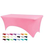 BDDC Spandex Table Cover, Hot Pink Tablecloth 1 Pack 6FT, Fits Tables Size [183Lx76W x76H] cm, Washable and Wrinkle Resistant Stretch Rectangular Table Cover for Event, Wedding & Parties