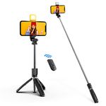 Selfie Stick with Fill Light, Extendable Selfie Stick Wireless Remote and 100cm Tripod, Portable, Lightweight, Compatible with iPhone 12/12PRO/iPhone 11/iPhone XR/Galaxy Note10/S20/Google/Huawei,More