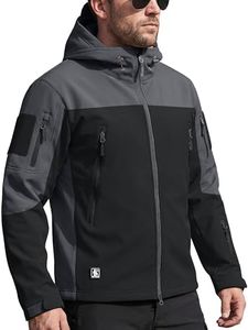FREE SOLDIER Men's Outdoor Waterproof Soft Shell Hooded Military Tactical Jacket (BlackGray/4XL)