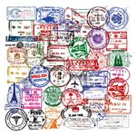 50 Pcs Retro Stamp Postmark Theme Stickers , Vintage Travel Stickers PVC Waterproof transparent Vinyl Stickers for Luggage, Travel case, Suitcase, Water Bottle, Laptop, Helmet, Motorbikes, Skateboard