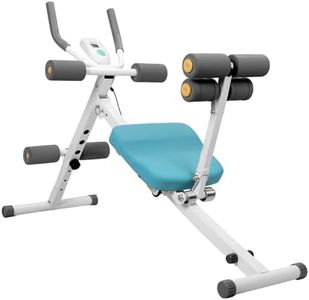 AB Trainer with LCD Data Display, Auto Rebound Height Adjustment Abdominal Machine, Foldable Stable Triangle Structure Abdominal Curl Training Machine, Home Gym Exercise Equipment Blue
