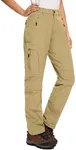 Women Hiking Pants Convertible Quick Dry Lightweight Fishing Safari Travel Camping Outdoor Waterproof Pants 4409 Light Khaki,18