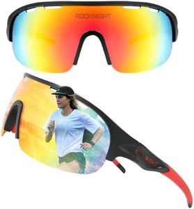 ROCKNIGHT UV400 Polarized Sunglasses for Men Fishing Anti Reflective Cool Semi Rimless Rectangle Frame Orange Mirrored Lens