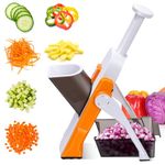 MASTERTOP Mandoline Vegetable Slicer, Potato Chip Cutter with 4 Cutting Modes, Vegetable Chopper for Kitchen Potatoes Carrot Cabbage Cucumber, Slicer, Dicer, Chopper, Julienne - Orange & White