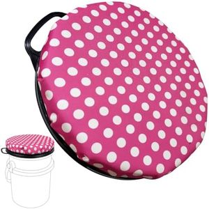 Wizcave 5 Gallon Bucket Seat for Yeti Bucket Only, Swivel Bucket Lid with Padded Top for Cozy Sitting, Bucket Seat Cushion for Outdoor Fishing,Hunting,Gardening, Baseball Training, Pink, Black