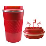 Senshuomy Travel Mug,Insulated Coffee Cup with Leakproof Lid,Reusable Coffee Cups Travel Cup,Stainless Steel thermaol Mug for Hot Cold Drinks (Red/380ml)