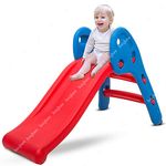 Baybee Foldable Baby Garden Slide for Kids - Plastic Garden Slide for Kids/Toddlers/Indoor/Outdoor Preschoolers for Boys and Girls Age Group-1 to 5 Years (Mini Slide)Blue,Red,Pack of 1 set